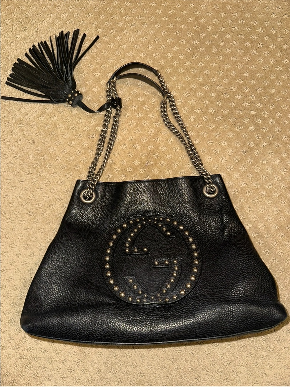 Gucci Black Studded Soho Tote